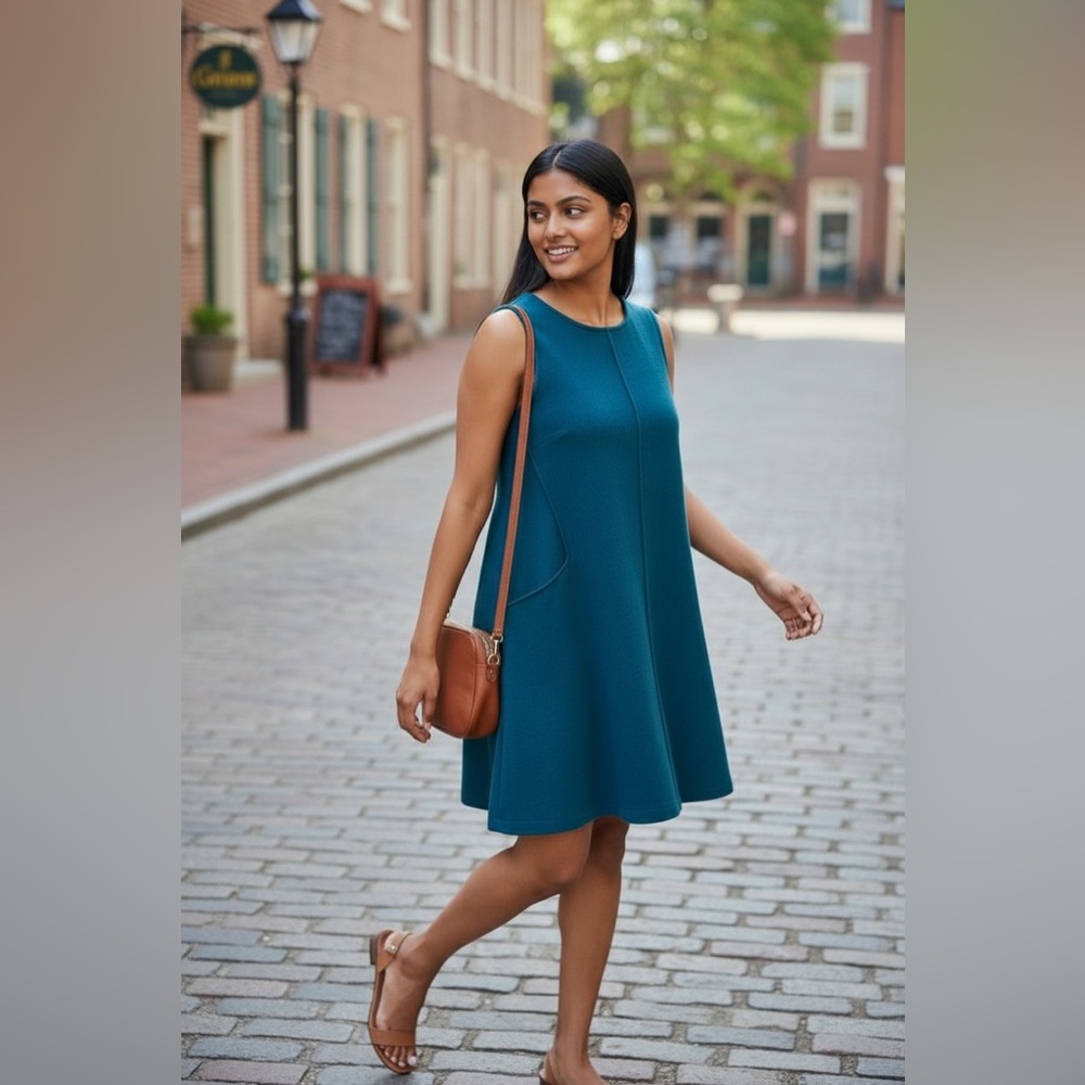 Sparrow by Anthropologie Blue Wool Mini Dress, with Asymmetrical Pockets